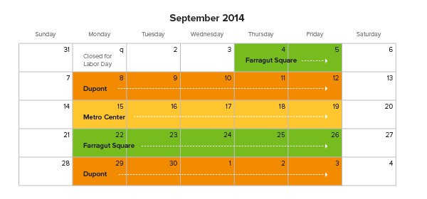 DC September Schedule