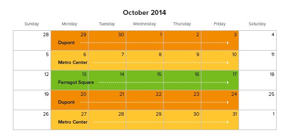 DC October Schedule