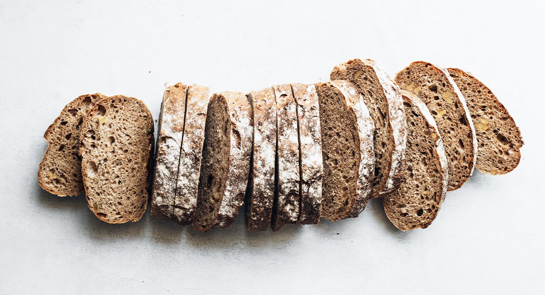 Sliced bread laid on a table