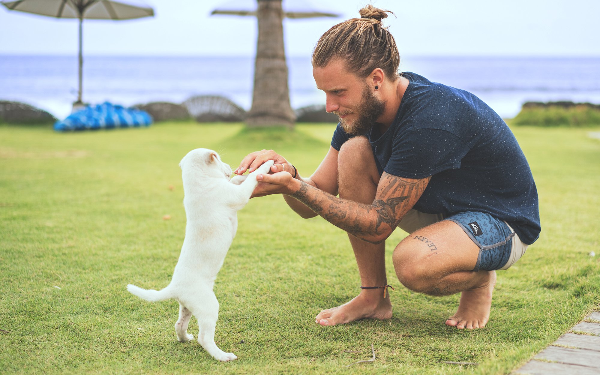 Man with puppy