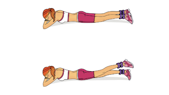 Vector image of woman demonstrating Prone Straight Leg Raises-4.png
