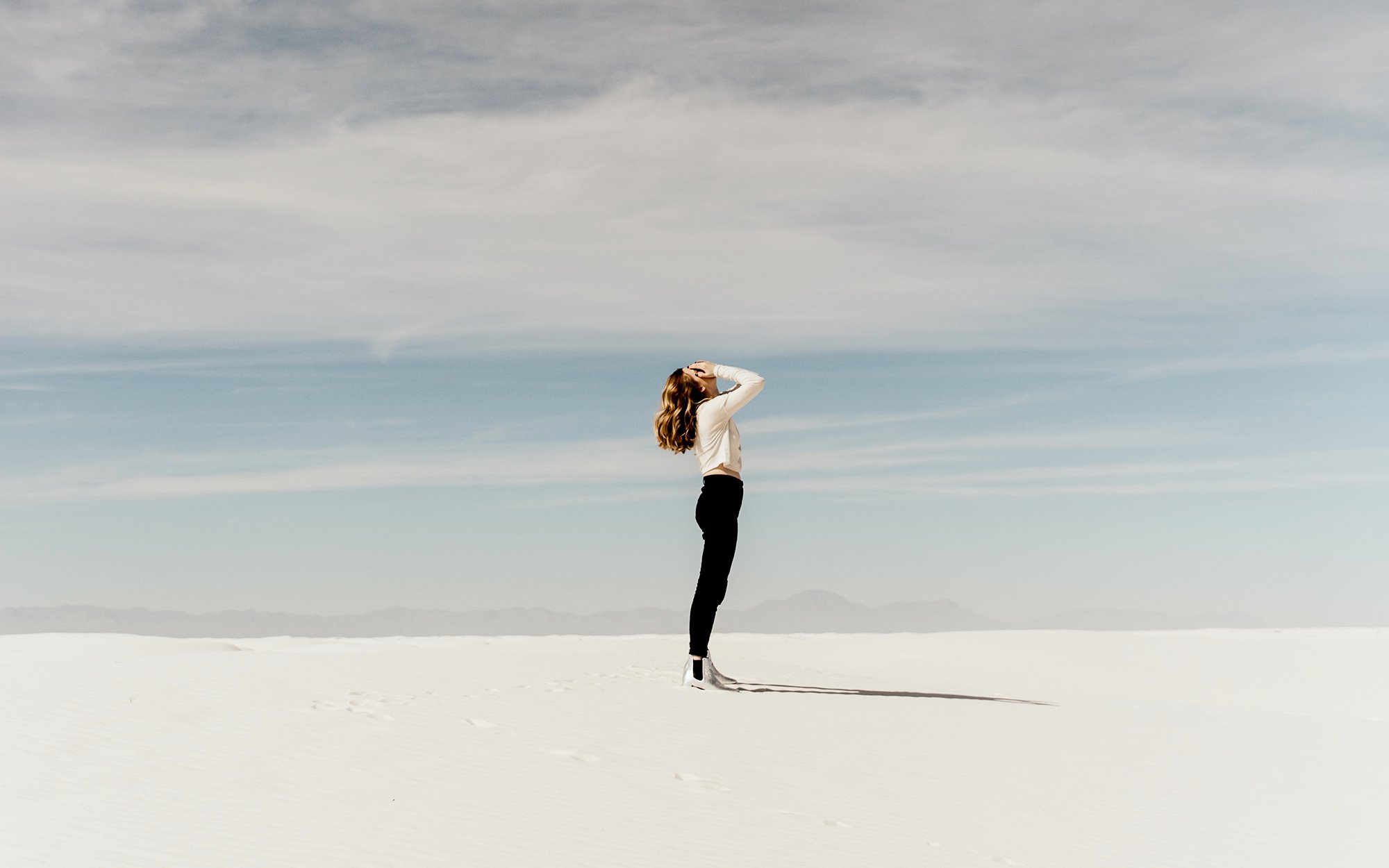 Woman holding her head