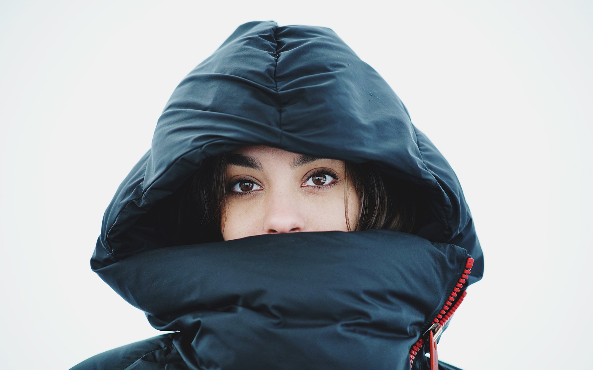 Woman in snow jacket
