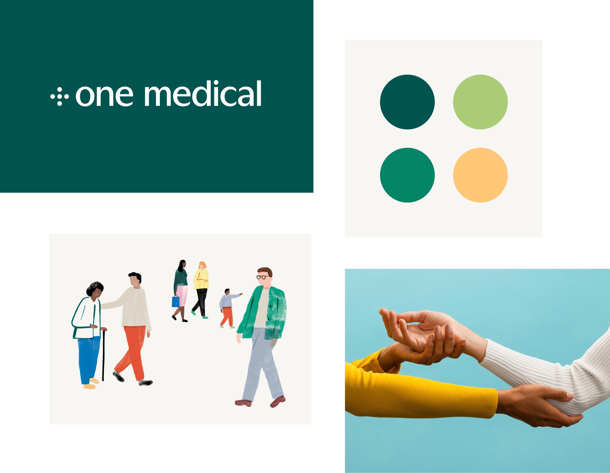 Grid of images including one medical logo and illustrations