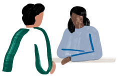 Two people having a discussion