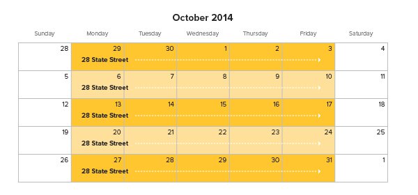 Flu Calendar Boston October 2014