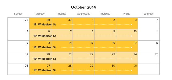 Chicago October Schedule