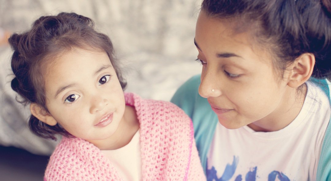 Young mother and baby girl