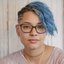 Photo of young woman with blue hair
