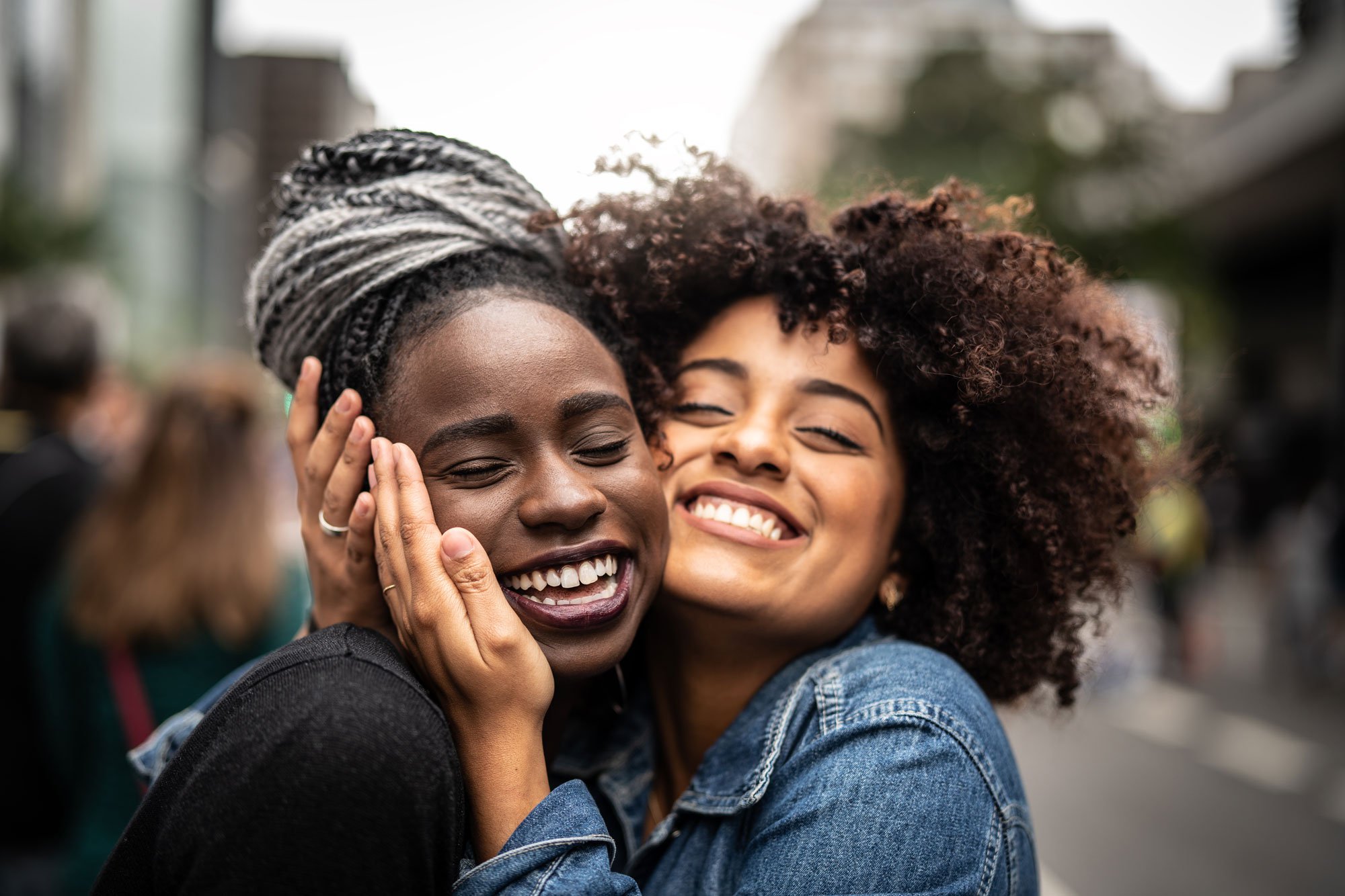 Two women hugging