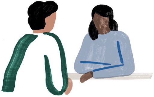 Two people having a discussion