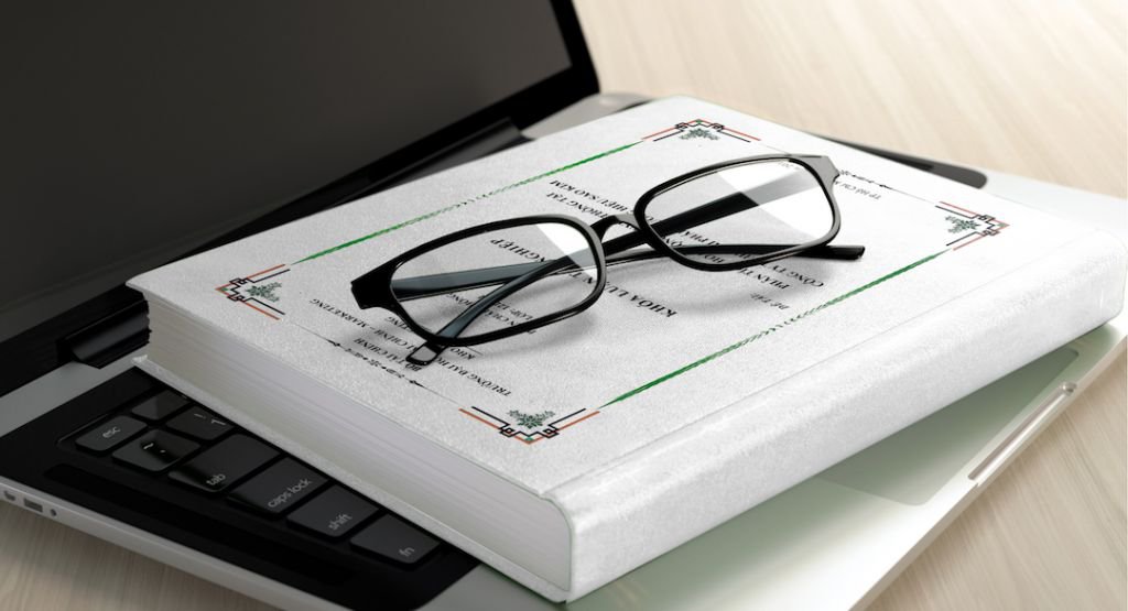 Glasses sitting on a book