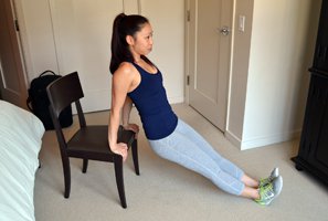 Woman doing a tricep dip