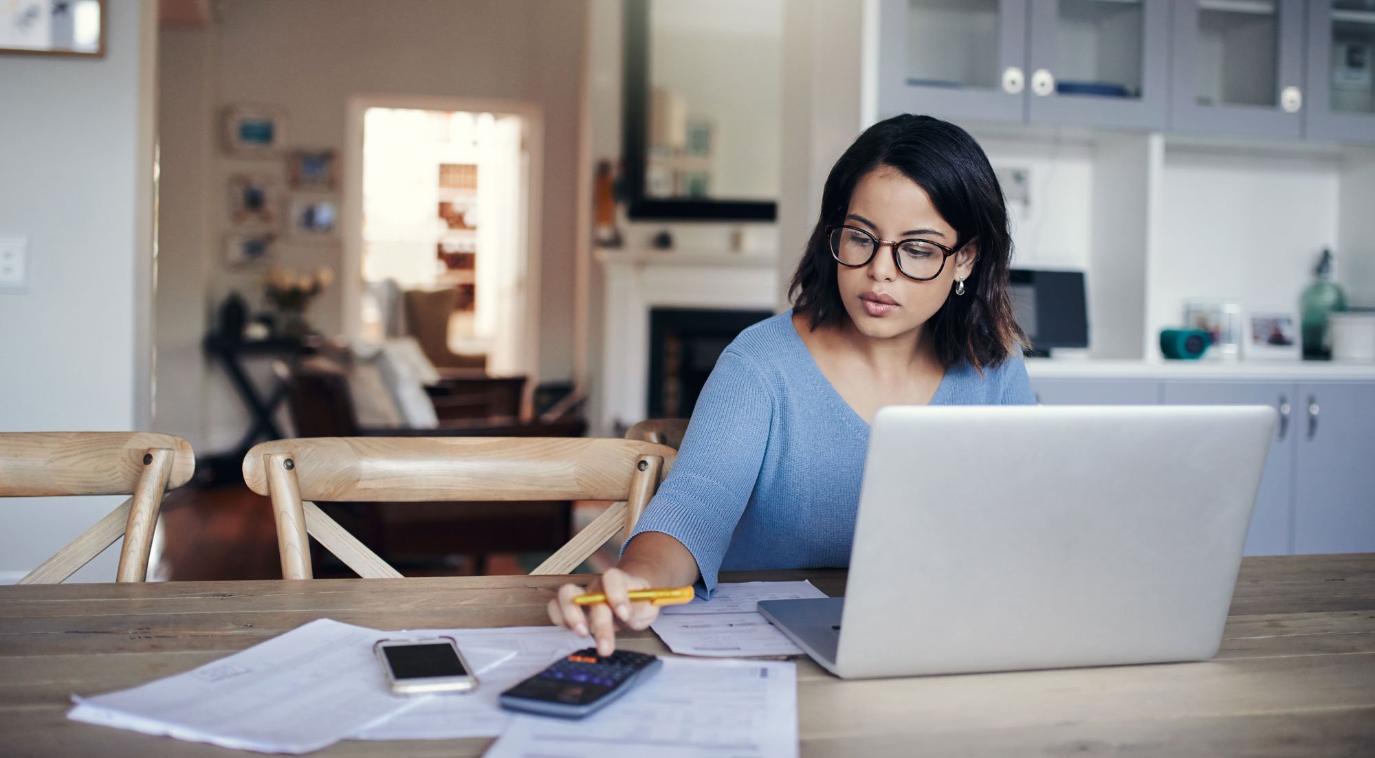 woman calculating