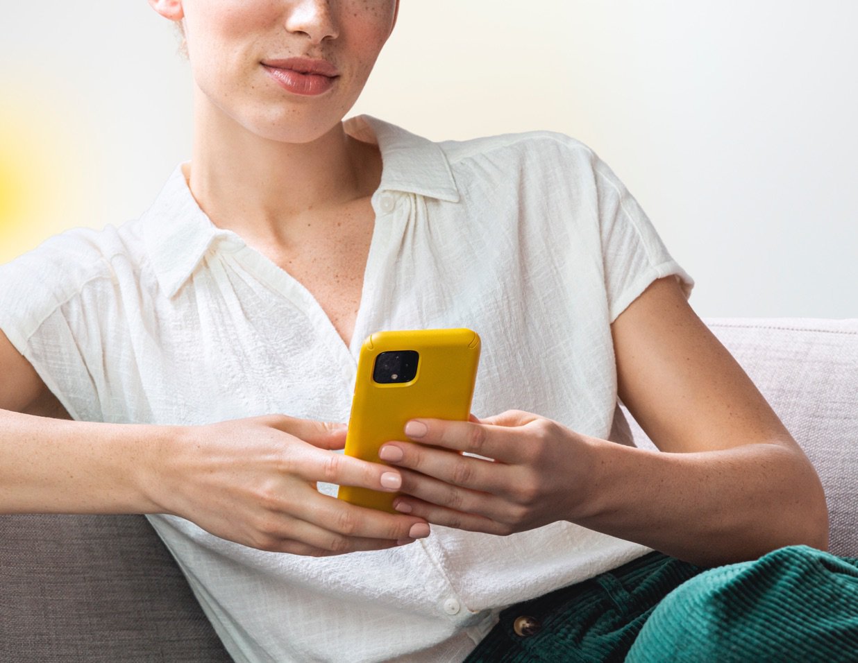 Woman device in hand